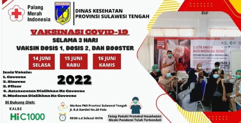 PMI Provinsi Sulawesi Tengah bersama Dinas Kesehatan kembali membuka gerai Vaksinasi Covid-19